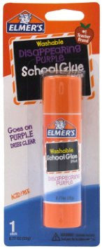 Elmer's Washable Disappearing Purple School Glue, 6-Pack Giant Sticks NEW
